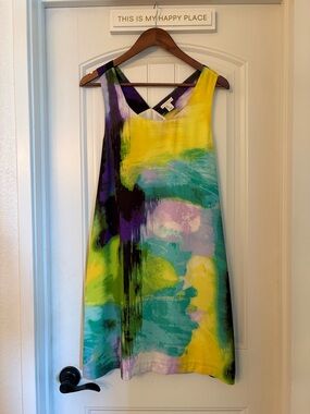 Merona & Madison Colorful Abstract Shift Dress | Cross Back Sleeveless | Size 6